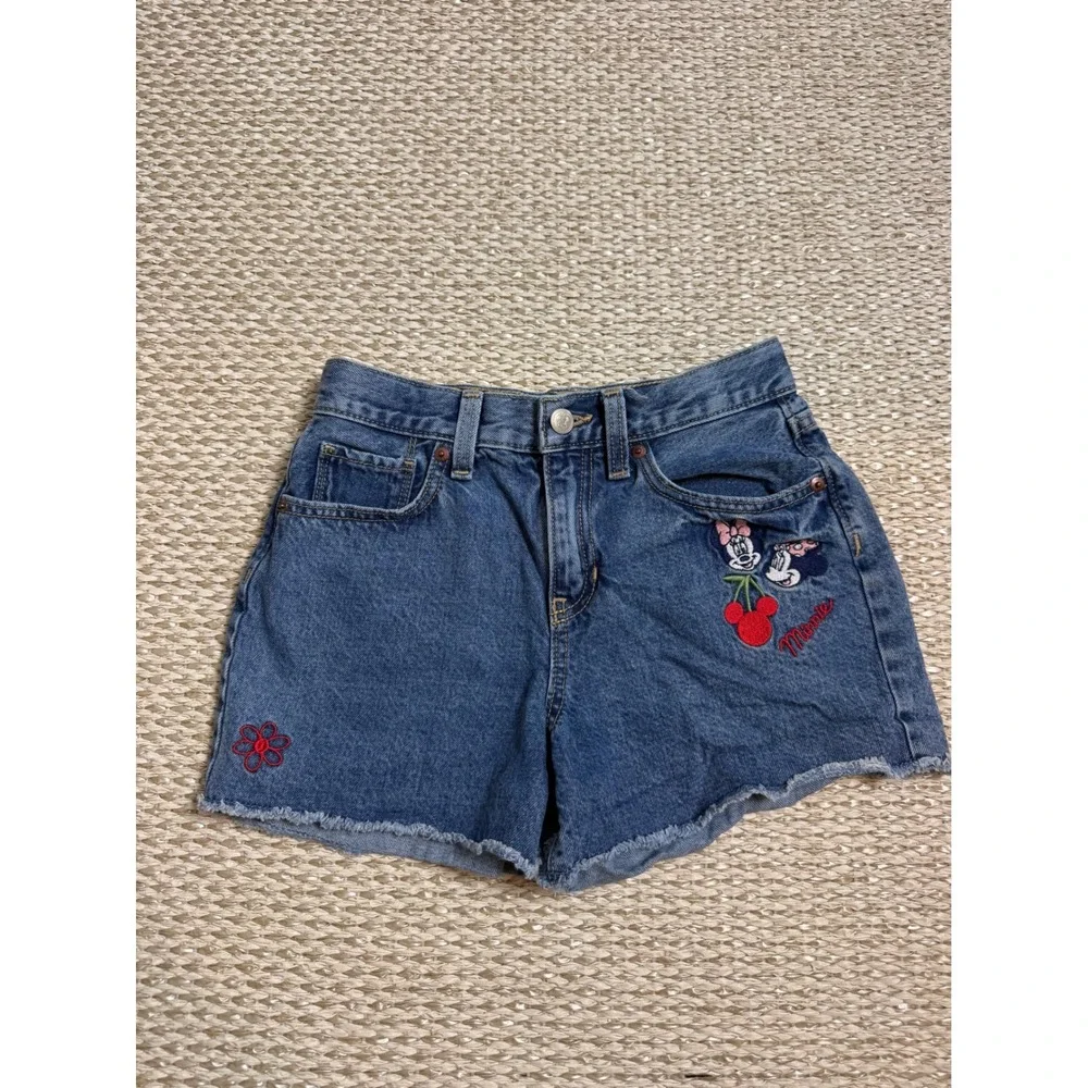Old Navy Disney world Girls Minnie Mouse Embroidered Denim Jean Shorts Size 12